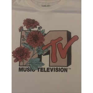 MTV‎ Music Television Tshirt Flower Logo woman size large.